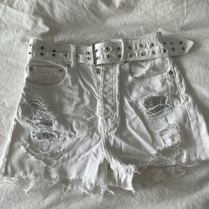 The Kooples White Distressed Jean Shorts